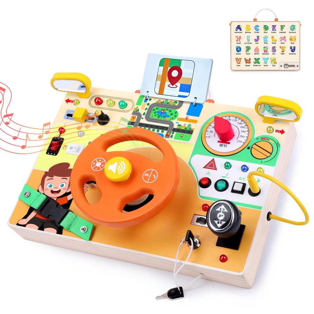 Grarain Busy Board dashboard with buttons for fine motor exploration.