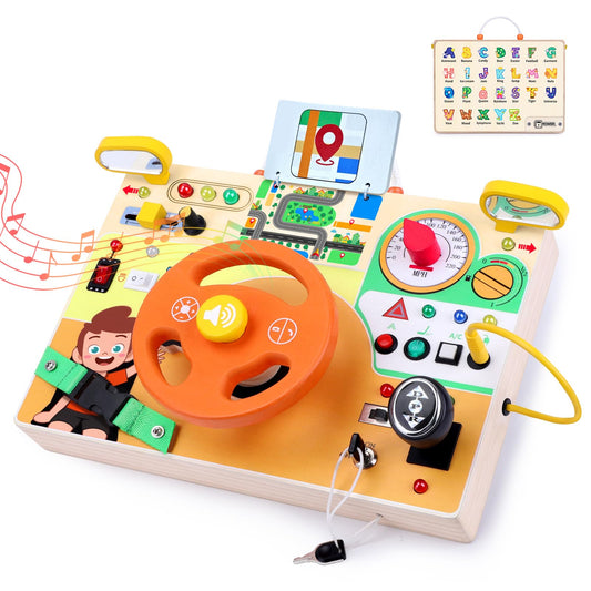 Grarain Busy Board dashboard with buttons for fine motor exploration.