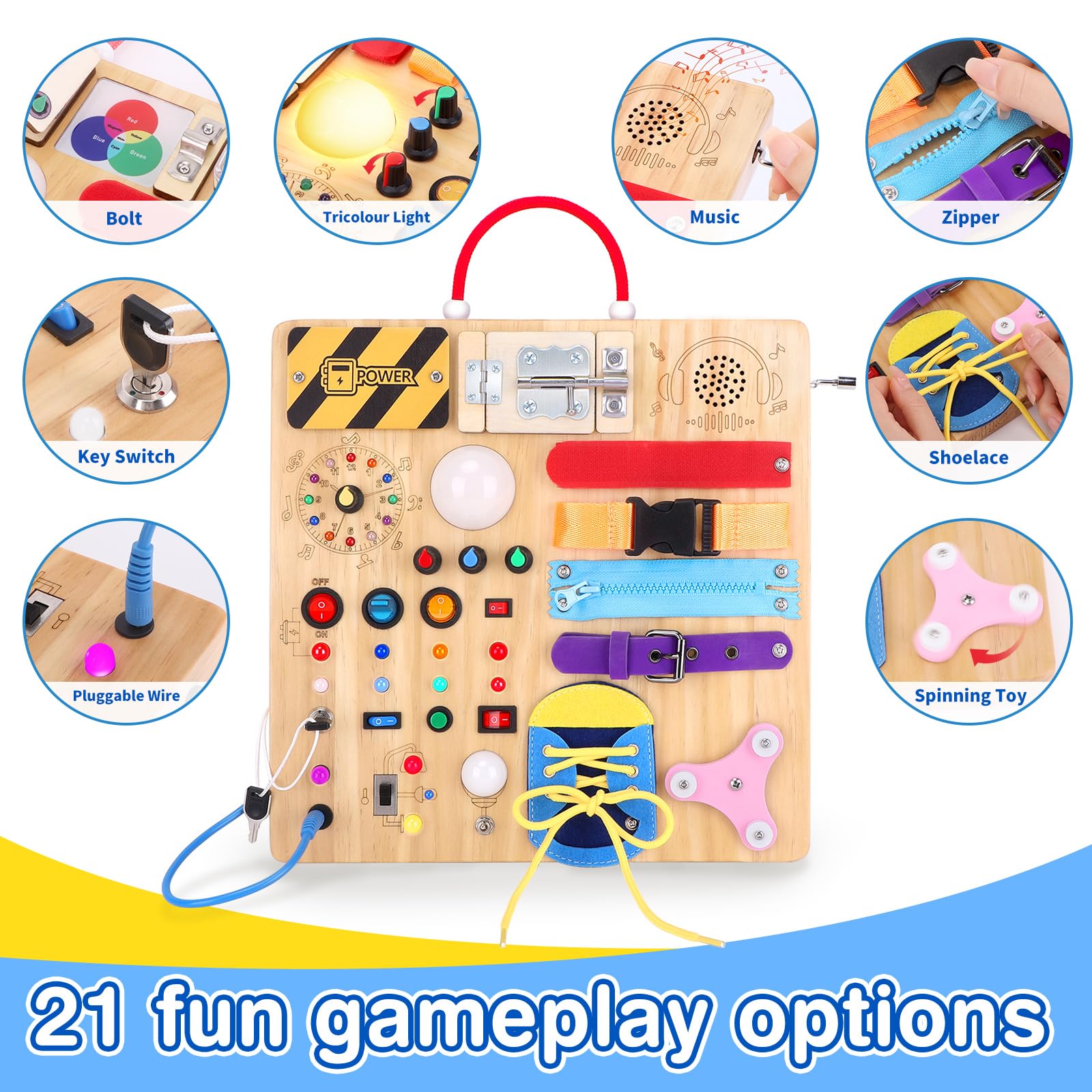 Grarain Busy Board sensory-switches encourage hands-on learning