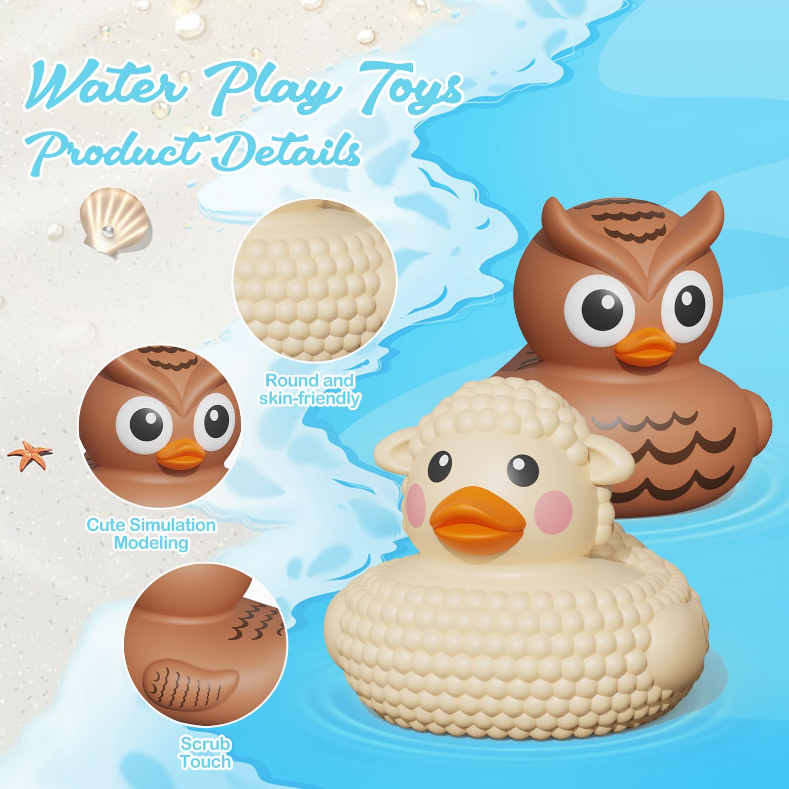 Grarain rubber ducks come in colorful assortment for lively pool and bath play.