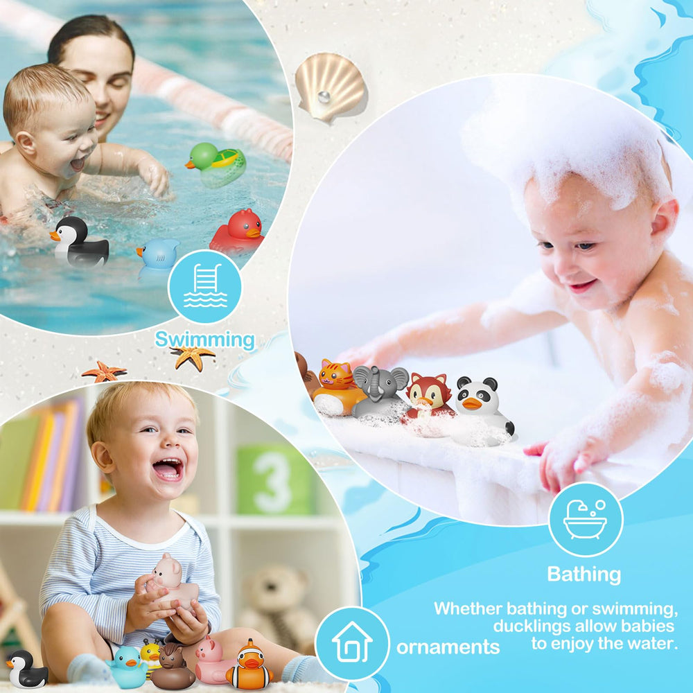 Grarain rubber ducks versatile for bath and pool water play.