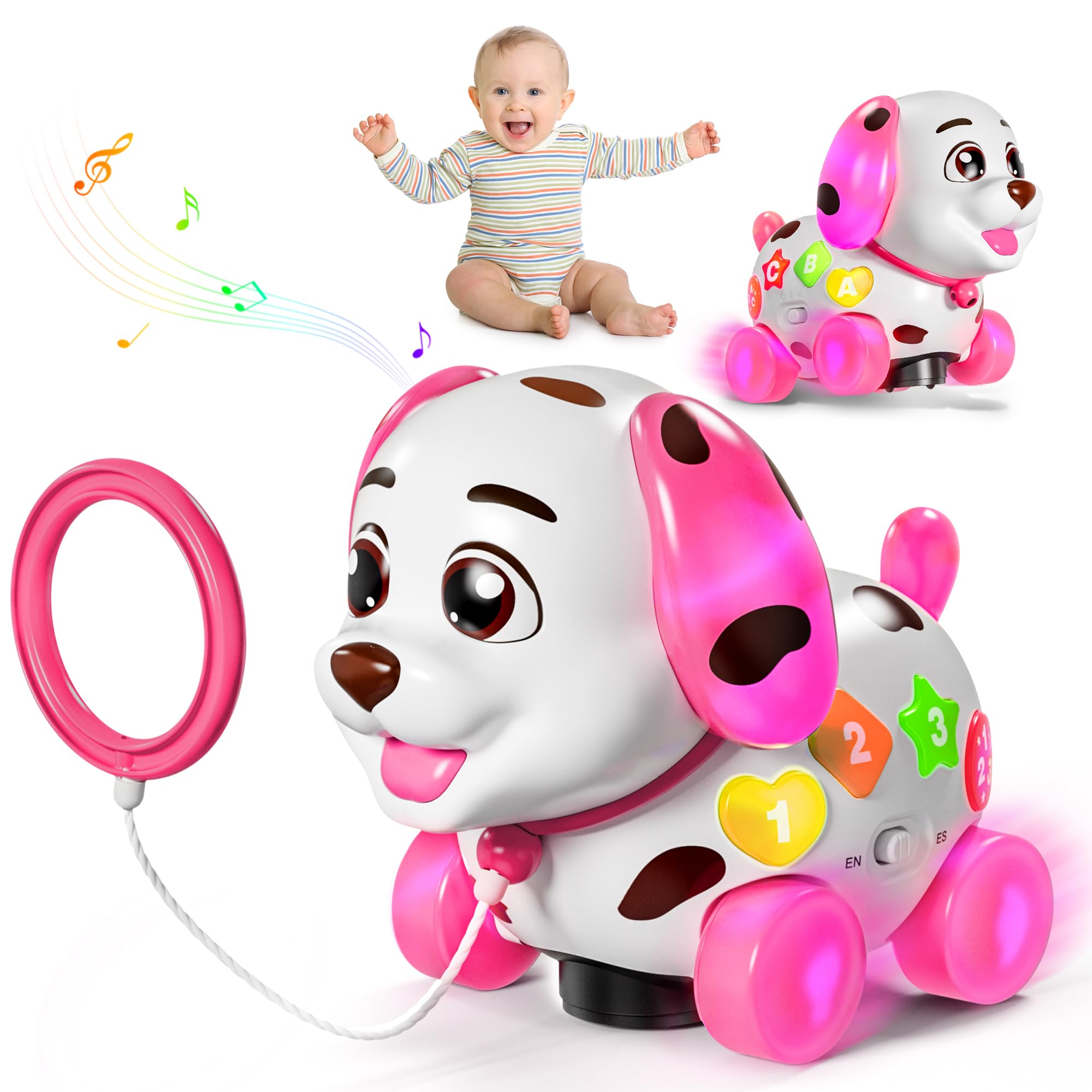 Grasili musical puppy toy with colorful buttons supports early learning and play