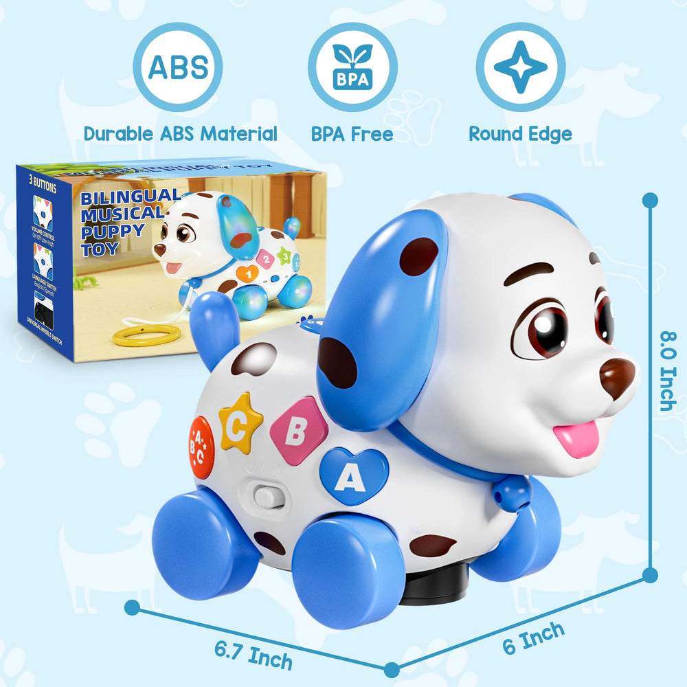 Grasili musical puppy toy compact design suitable for indoor and outdoor play.