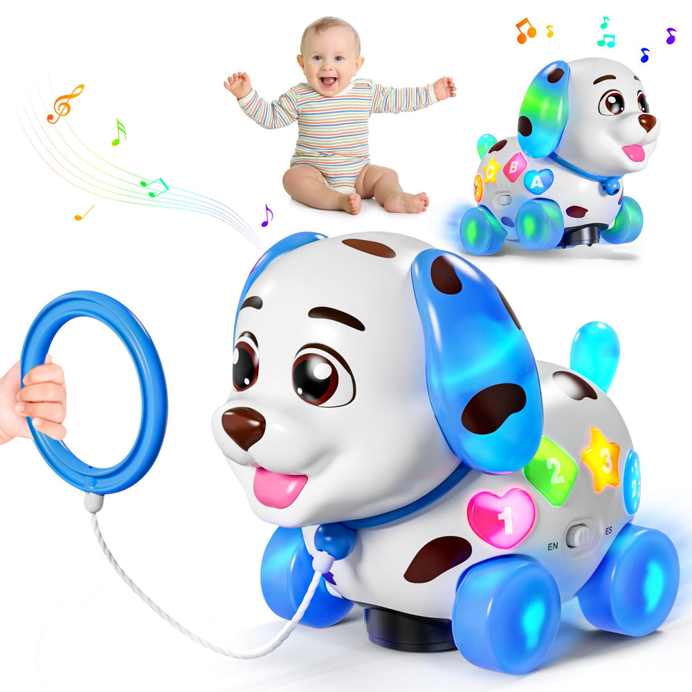 Grasili musical puppy toy front view promoting engagement and early learning.