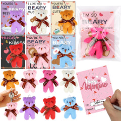 Grastfu valentines bear plush with keychain for classroom gifting