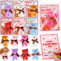 Grastfu valentines bear plush with keychain, perfect for kids' backpacks.