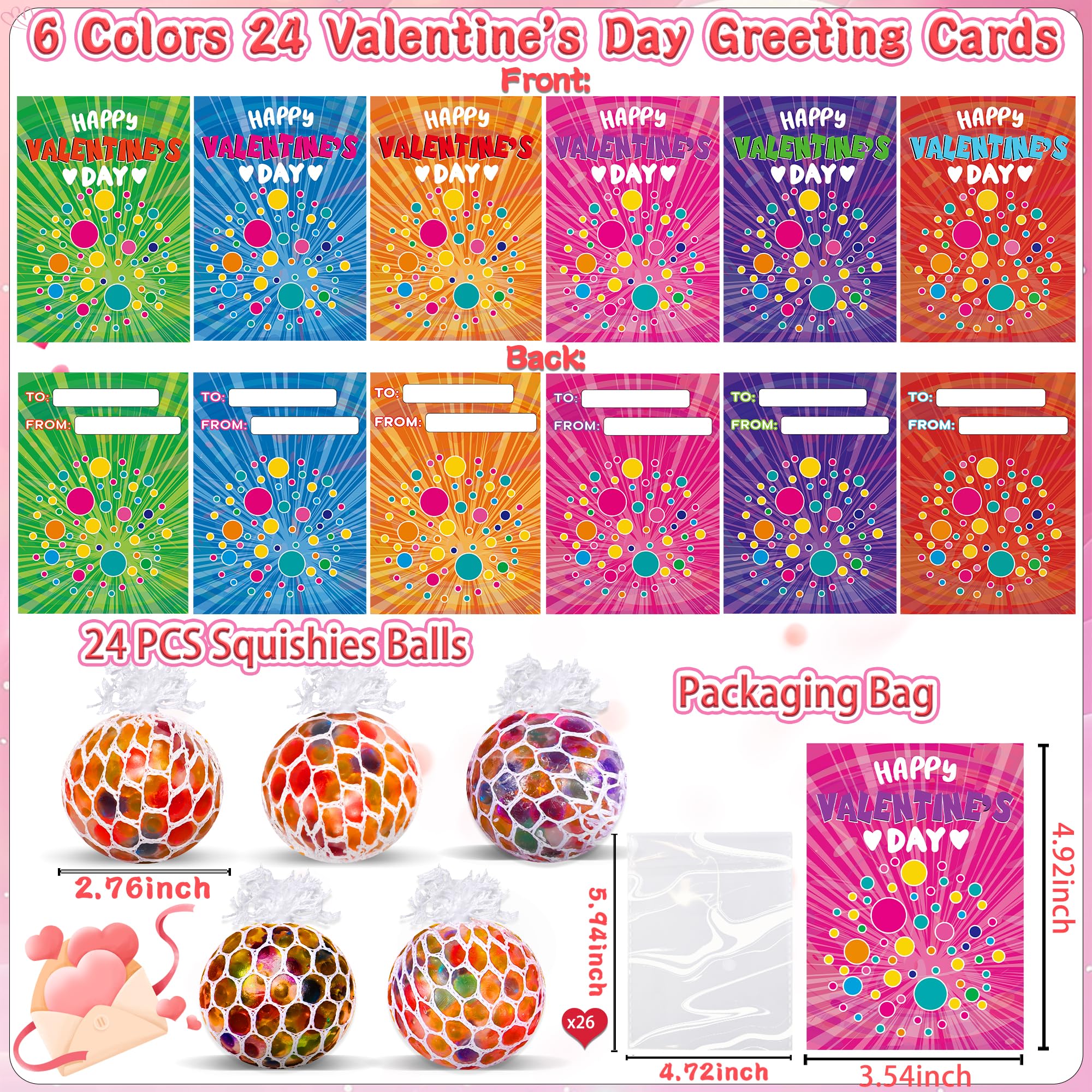 Grastfu valentines-card-designs feature six colors for friendly exchanges.