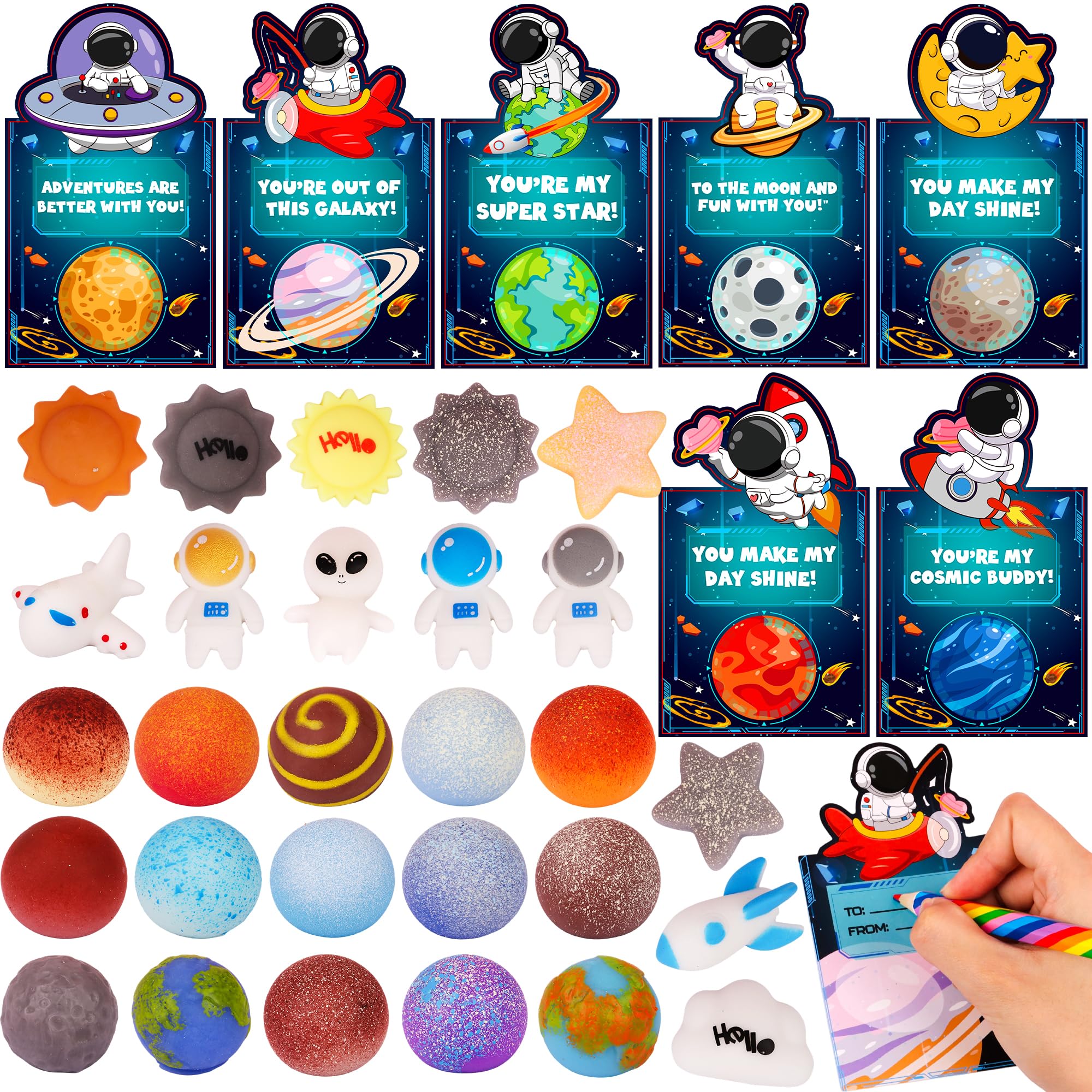 Grastfu valentines cards with galaxy-designs, ideal for classroom exchanges and friendly notes.