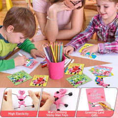 Grastfu valentines cards paired with sticky men for kid-friendly gifts