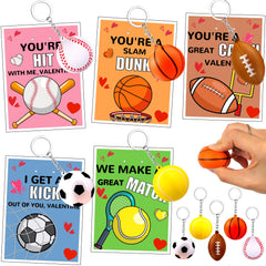 Grastfu Valentines sports stress ball keychains soccer focus for classroom gifts
