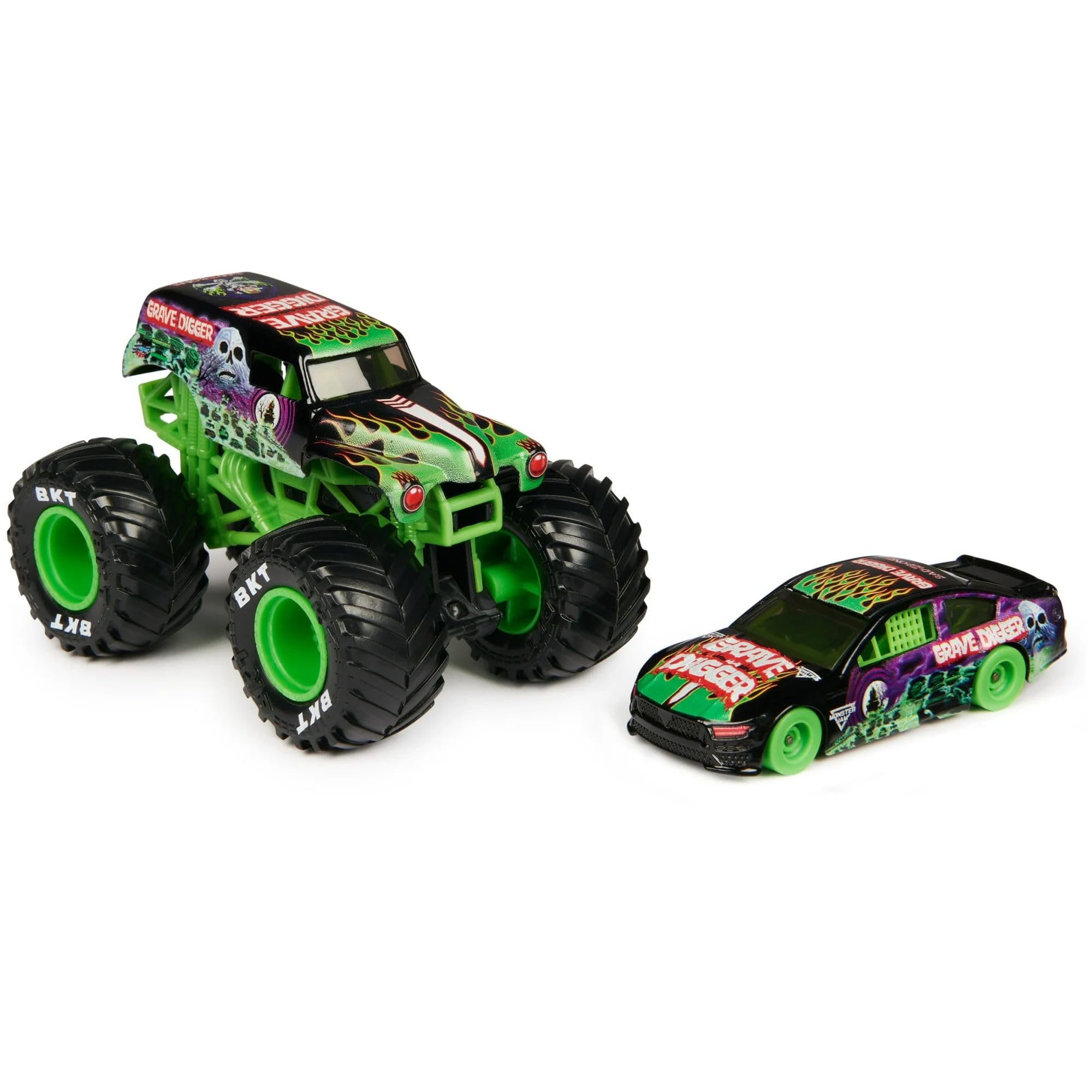 Monster Jam Grave Digger 1:64 race car ready for races and display.