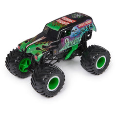Grave Digger die-cast chassis detail showcases realistic construction for display or play.