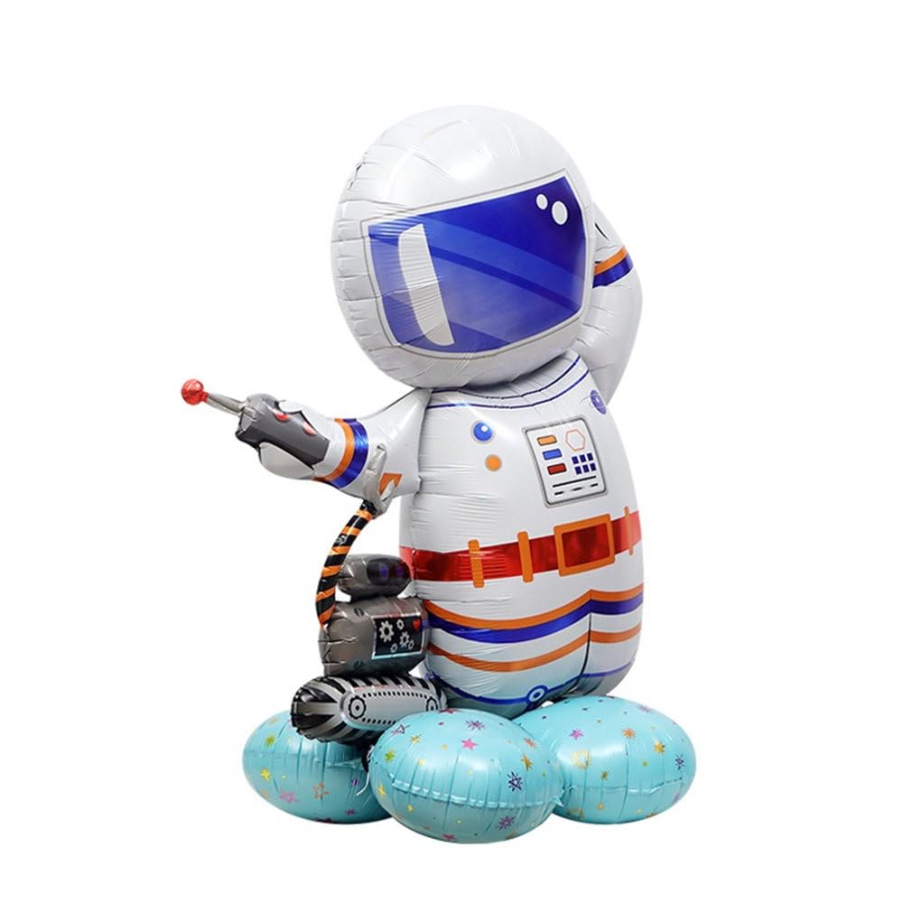 Grayspce 4D standing astronaut balloon for galaxy parties, reusable and easy to inflate.