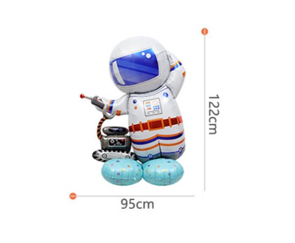 Grayspce astronaut balloon accepts air or helium for versatile decorating.