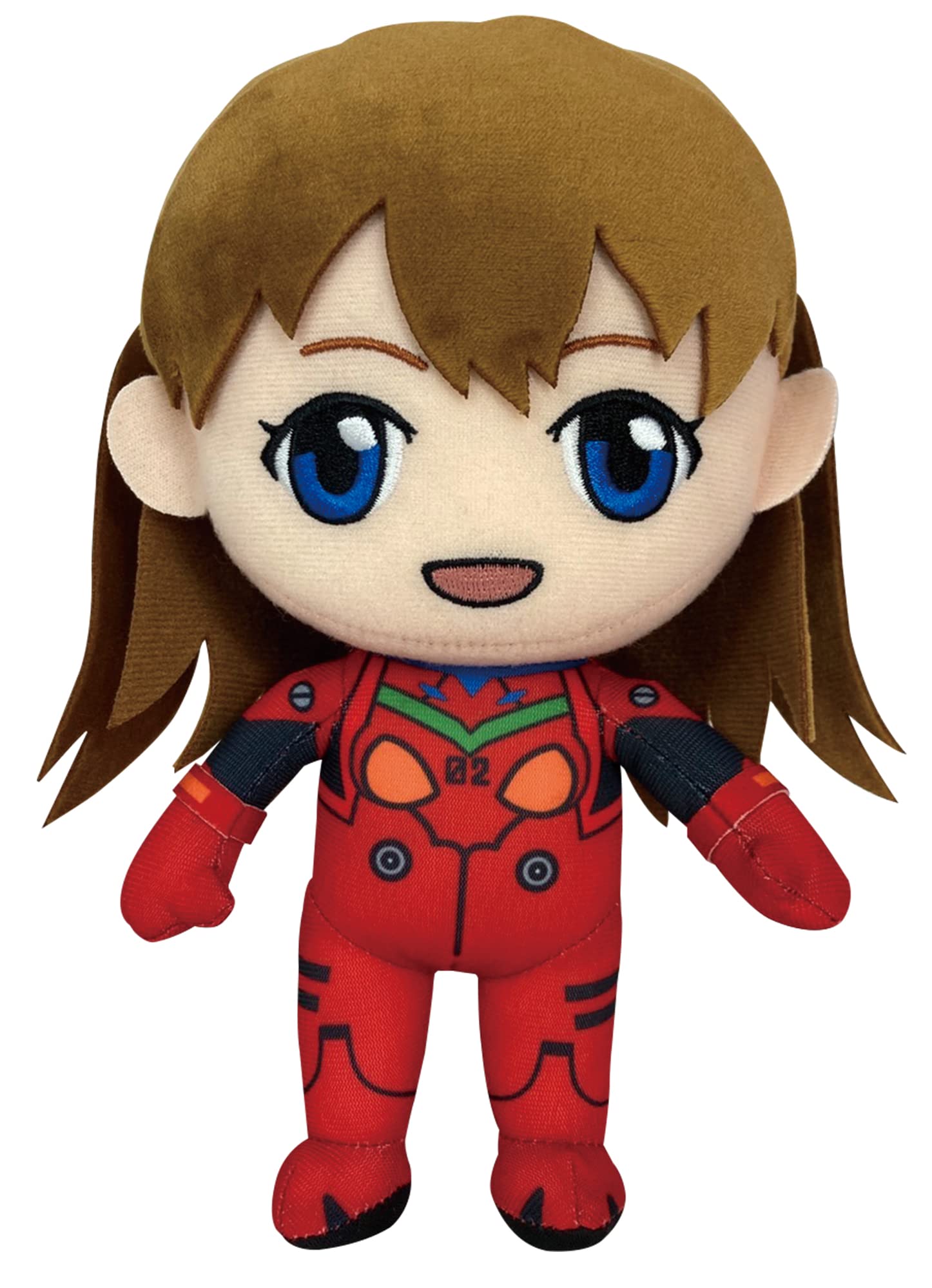 Great Eastern Evangelion Asuka plugsuit plush 8-inch front view ideal for display and collection.