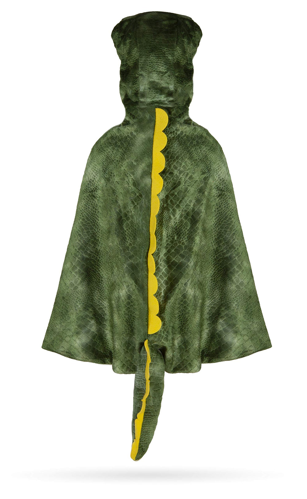 Great Pretenders T-Rex Hooded Cape textured velour close-up emphasizes cozy texture.