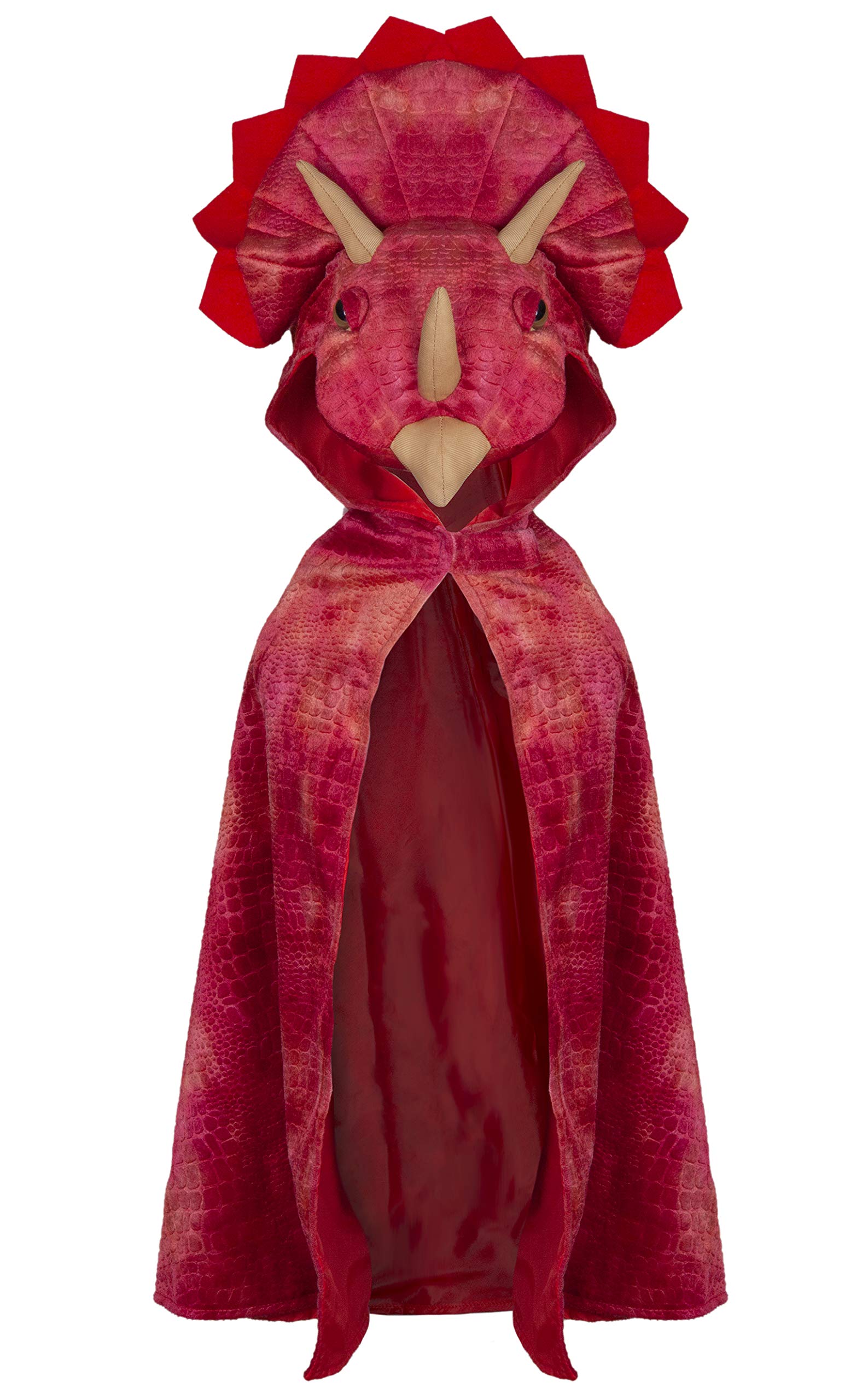 Great Pretenders Triceratops hooded cape for kids, playful dino costume for imaginative play.