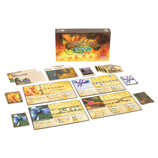 Greater Than Games Spirit Island Feather & Flame, featuring four new spirits for diverse playstyles.