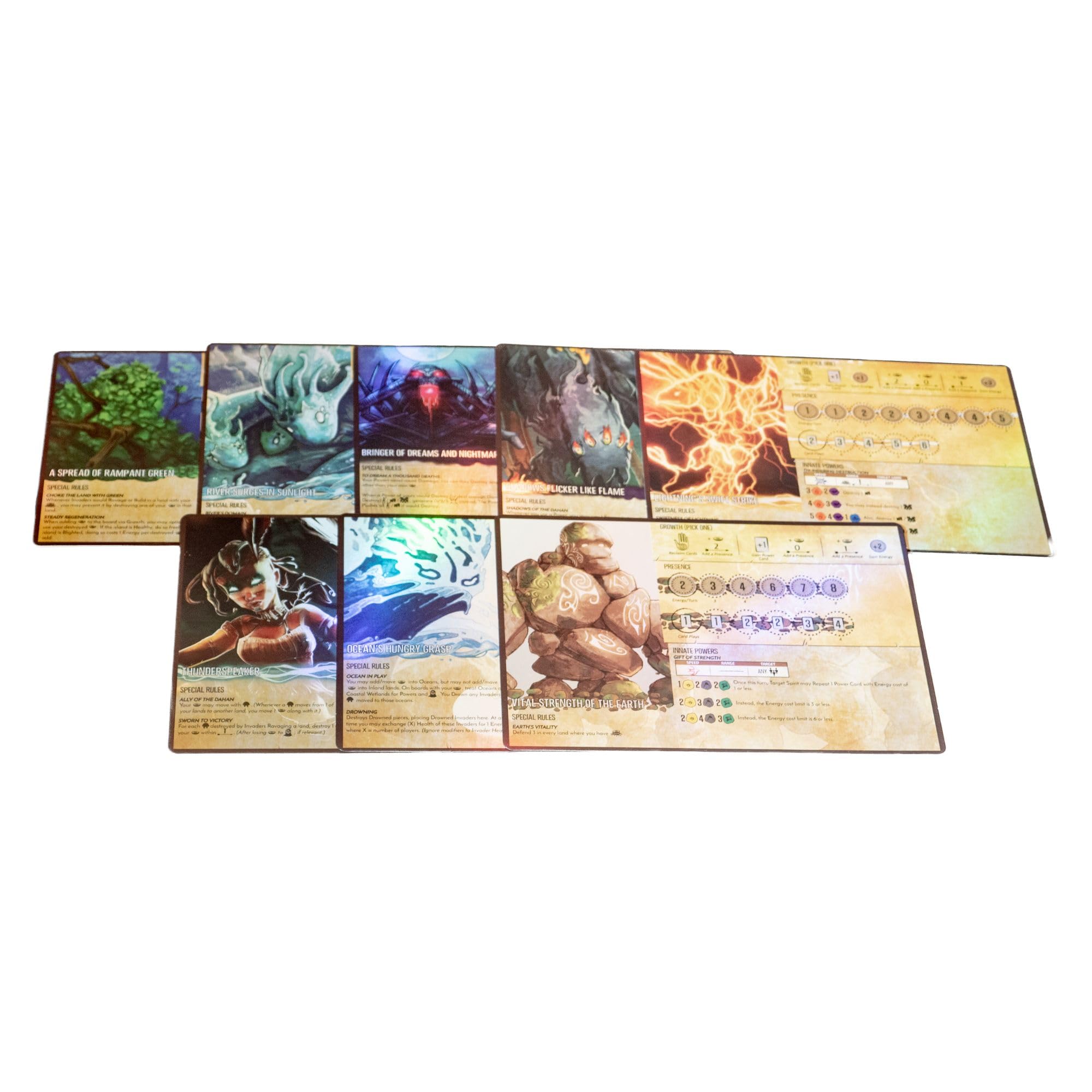 Greater Than Games Spirit Island foil panel River Surges in Sunlight—shimmering foil art.