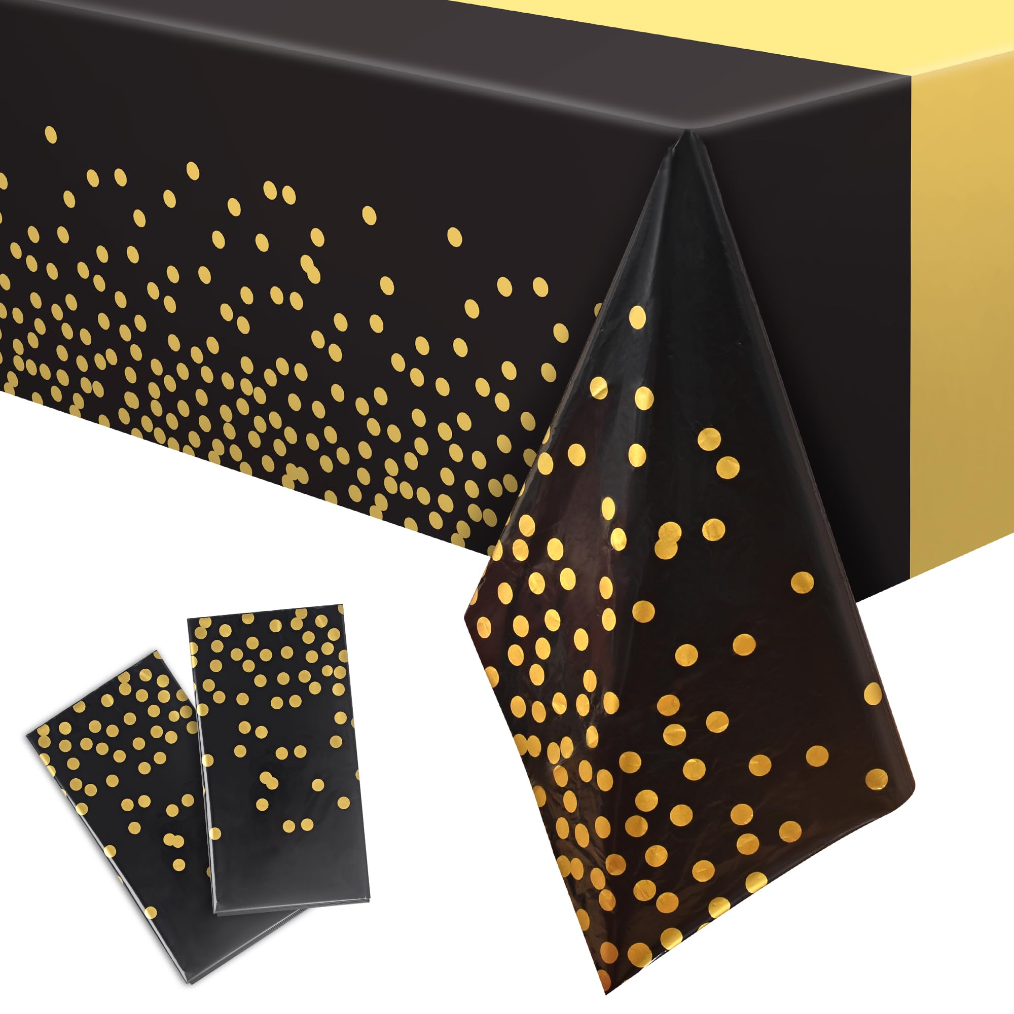 GREATRIL Black Gold table cover rectangle 108x54, two-pack, elegant coverage for large parties.