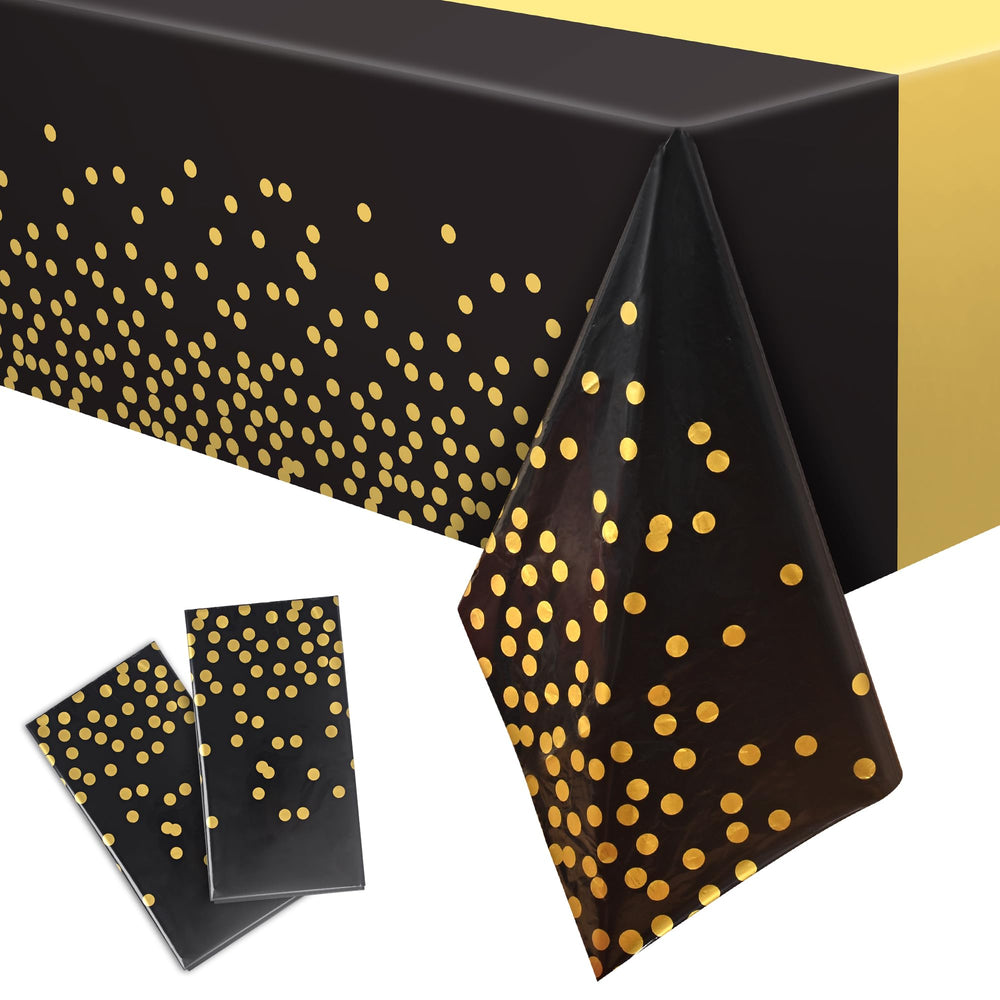 GREATRIL Black Gold table cover rectangle 108x54, two-pack, elegant coverage for large parties.