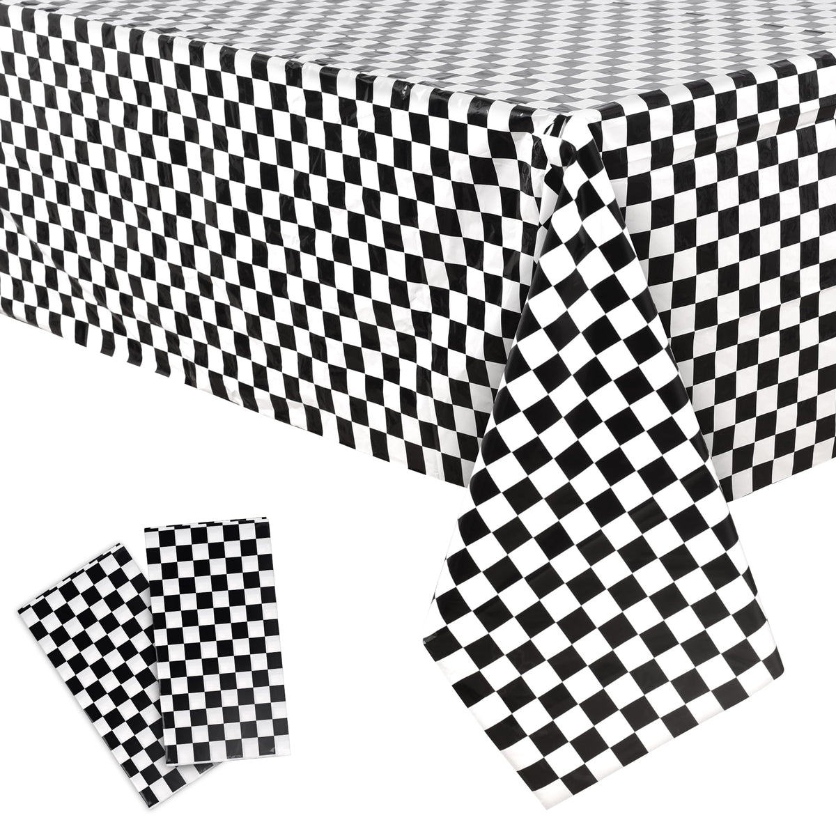 GREATRIL black white checkered table cover for racing parties; protects surfaces and elevates decor