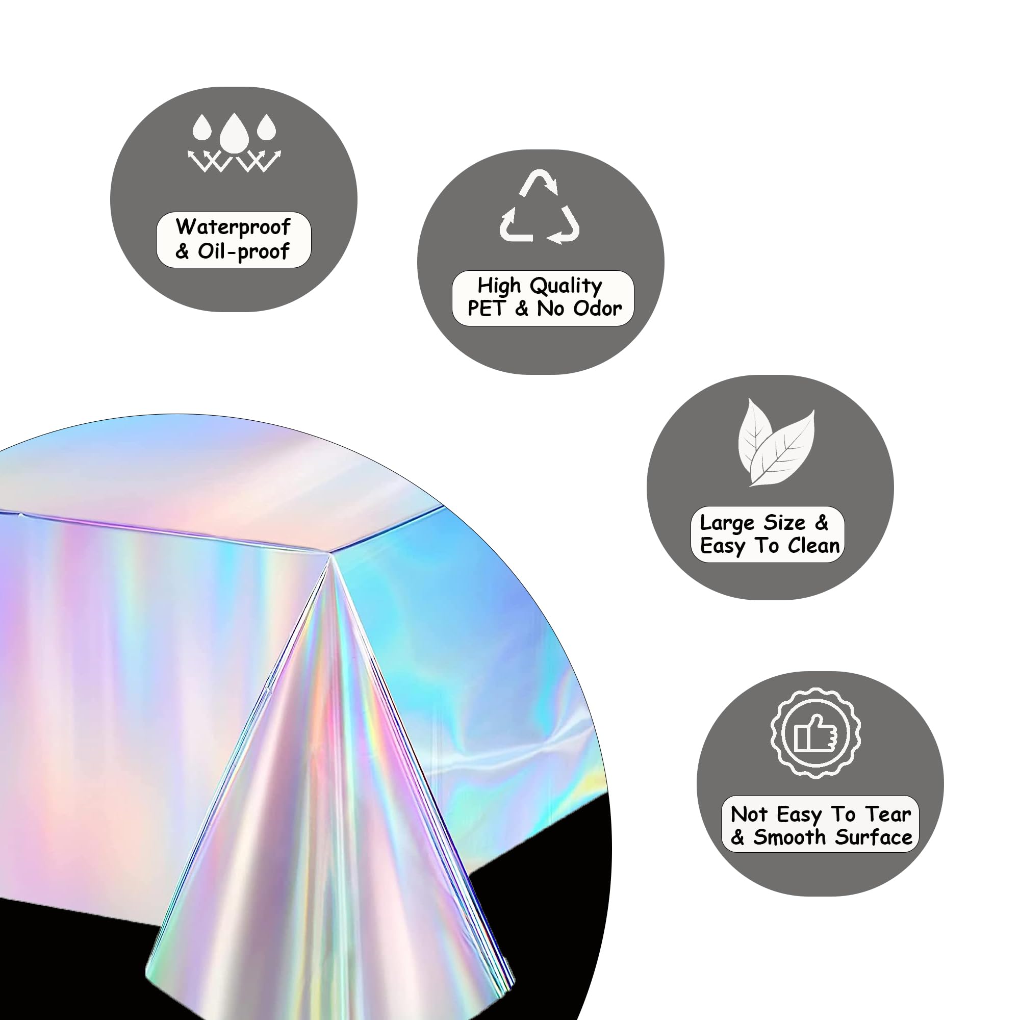 GREATRIL iridescent tablecloth two-pack setup for multi-table layouts