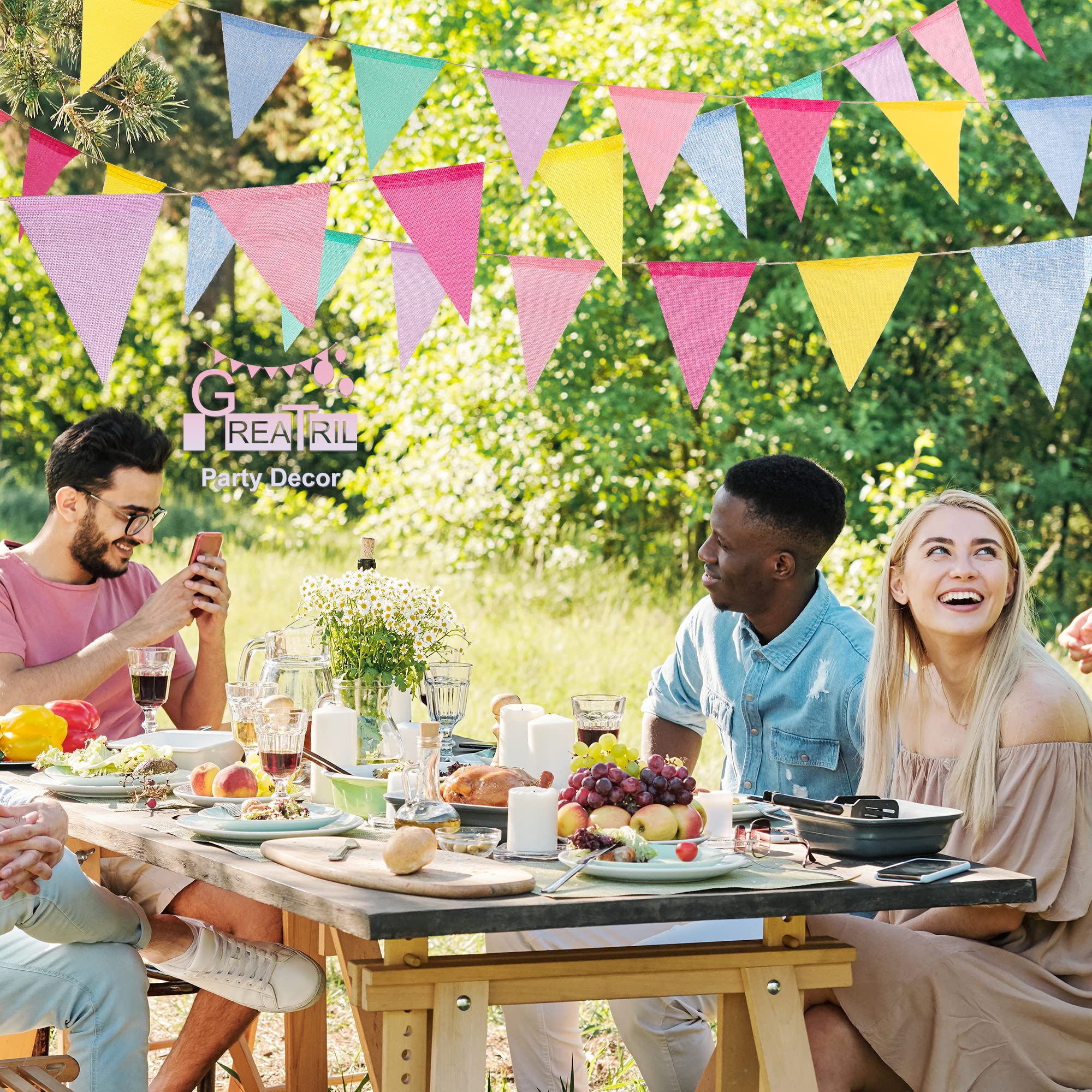 GREATRIL ready-to-hang pennants on a string for quick setup