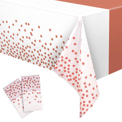 GREATRIL rose gold party table cover with decorative dots for festive events.