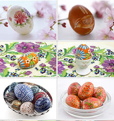 Green FABWOOD decorative wooden eggs for kitchen shelves.