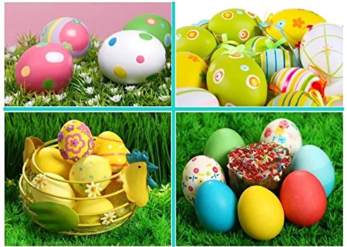 Green FABWOOD wooden eggs in multicolor for decorative use.
