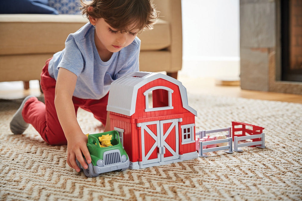 Green Toys Farm Playset pickup truck for imaginative transport and storytelling.