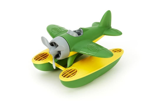 Green Toys Seaplane propeller spins for engaging motor skills during play.