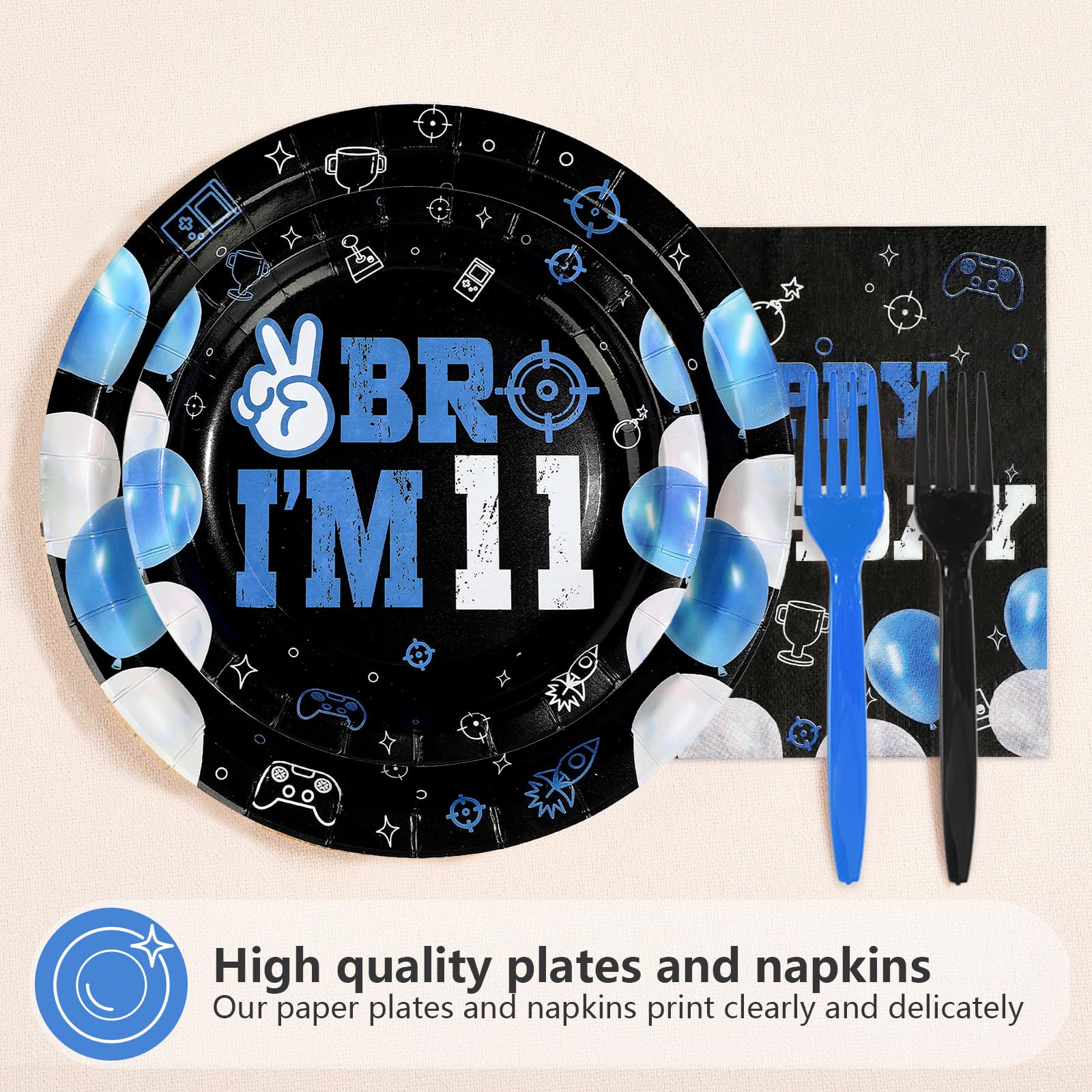 Greencian 11th birthday 7-inch plates show I’M 11 for themed servings