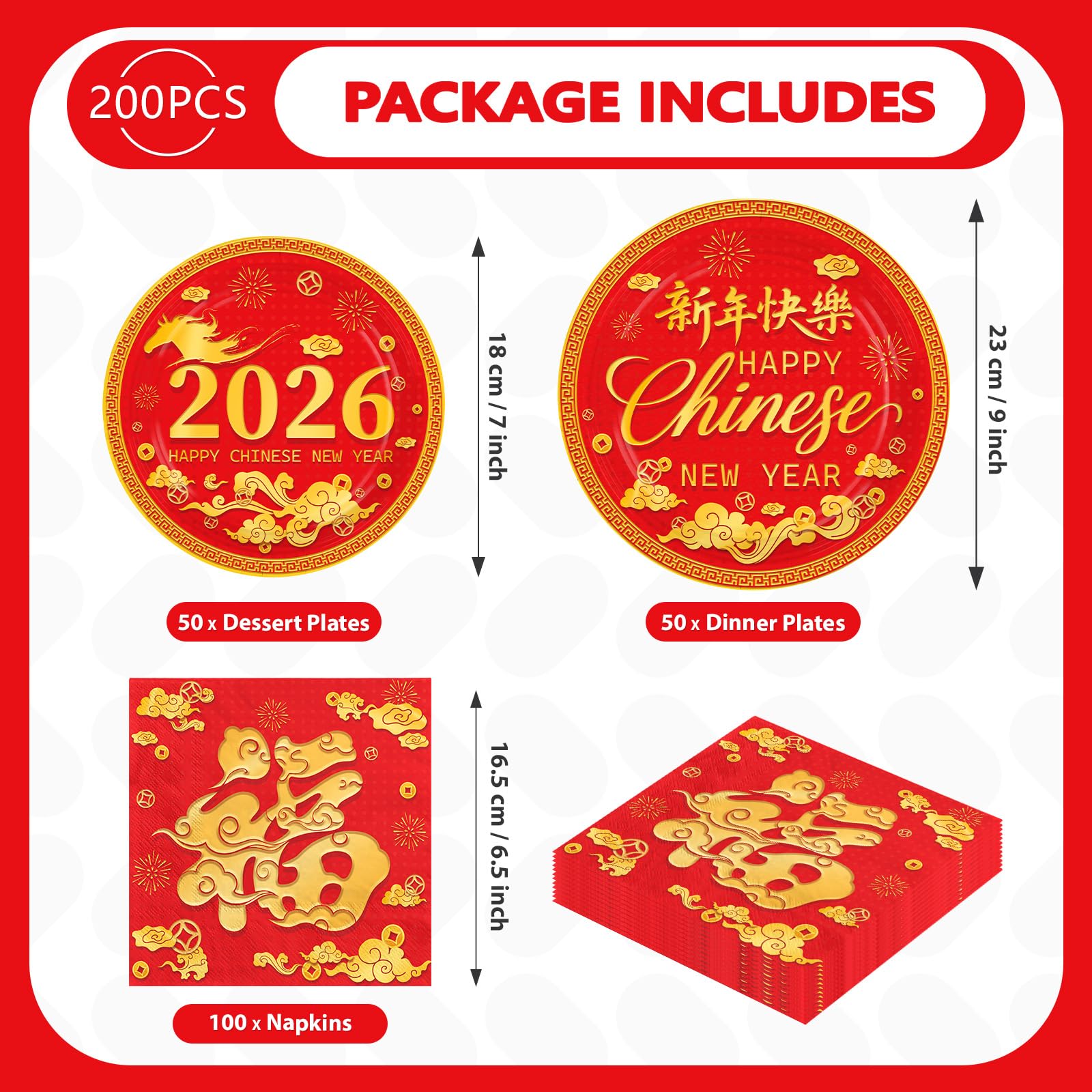 Greencian 7-inch paper plates for snacks at lunar new year gatherings.