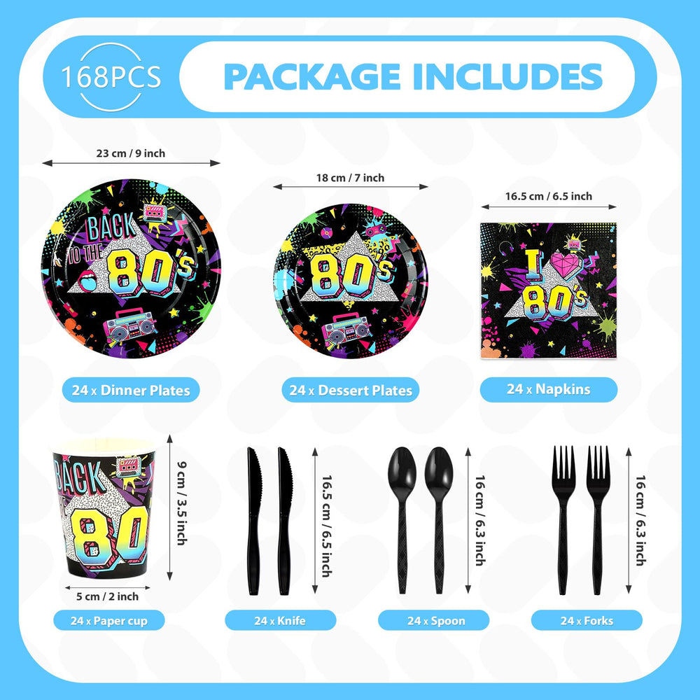 Greencian 80s plates 7-inch for snacks and desserts with neon style