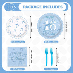 Greencian Blue Bow theme decor enhances the birthday ambiance with soft blue accents.