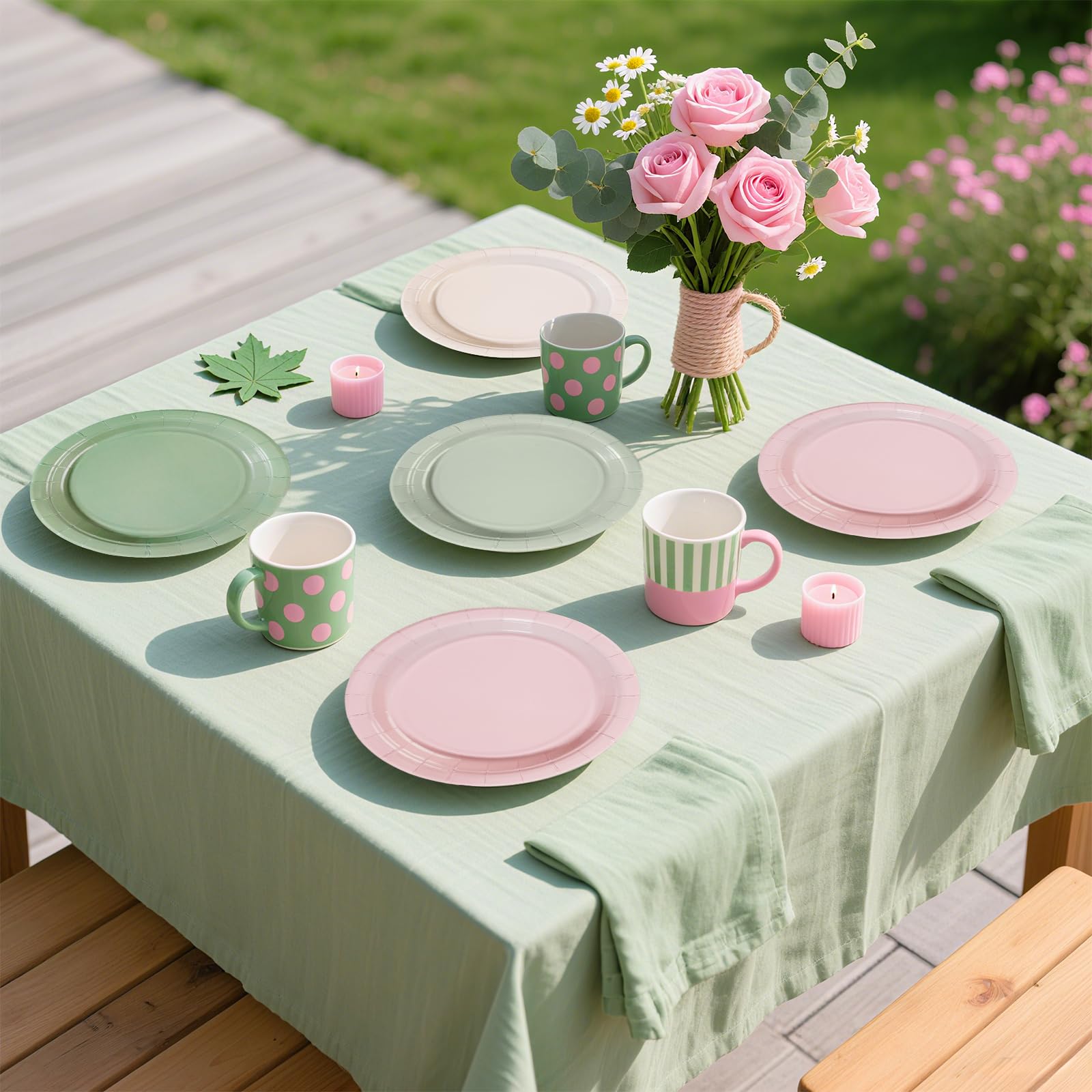 Greencian disposable tableware suited for picnics and outdoor gatherings.