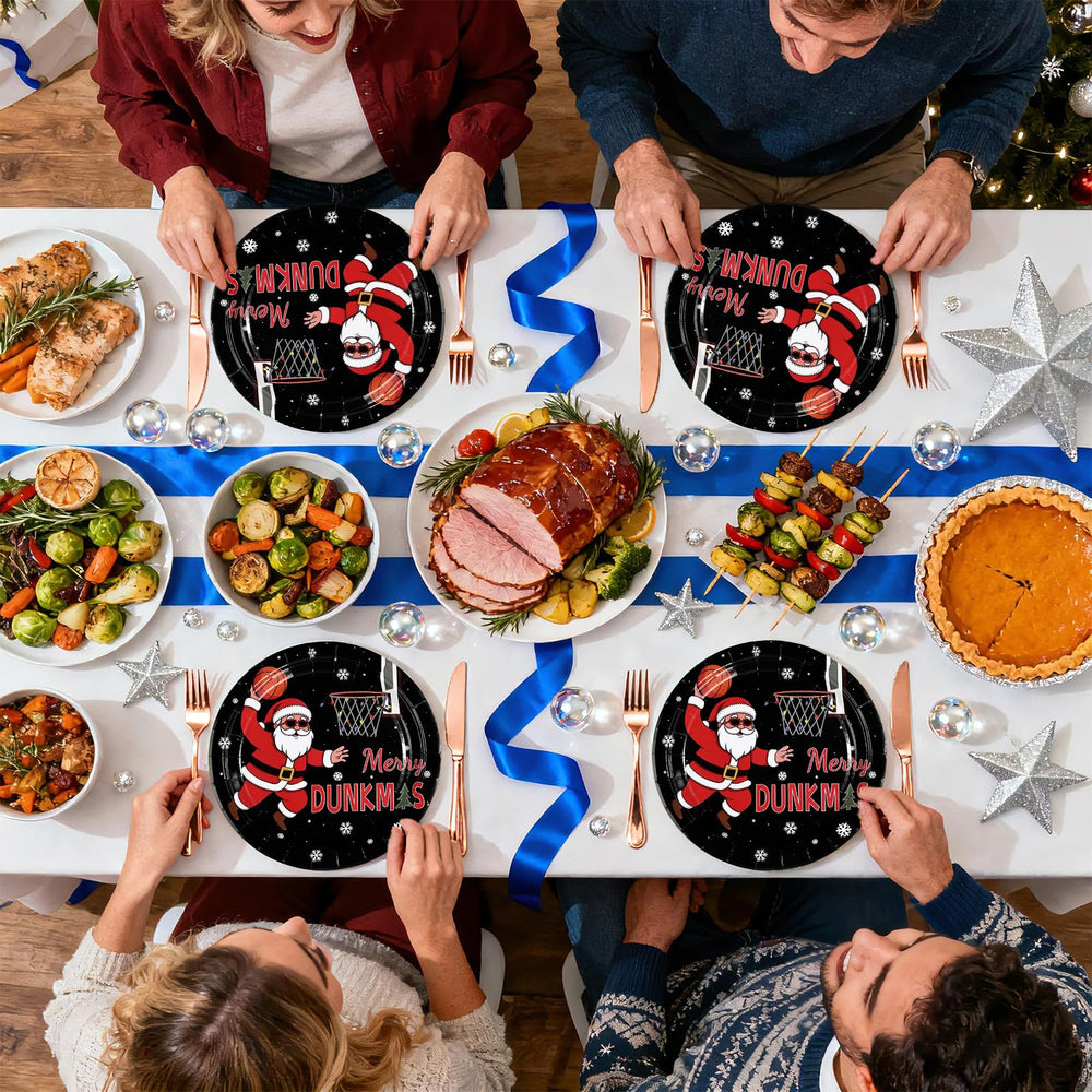 Greencian 9-inch plates with Santa and snowflakes eye-catching centerpiece for the table.