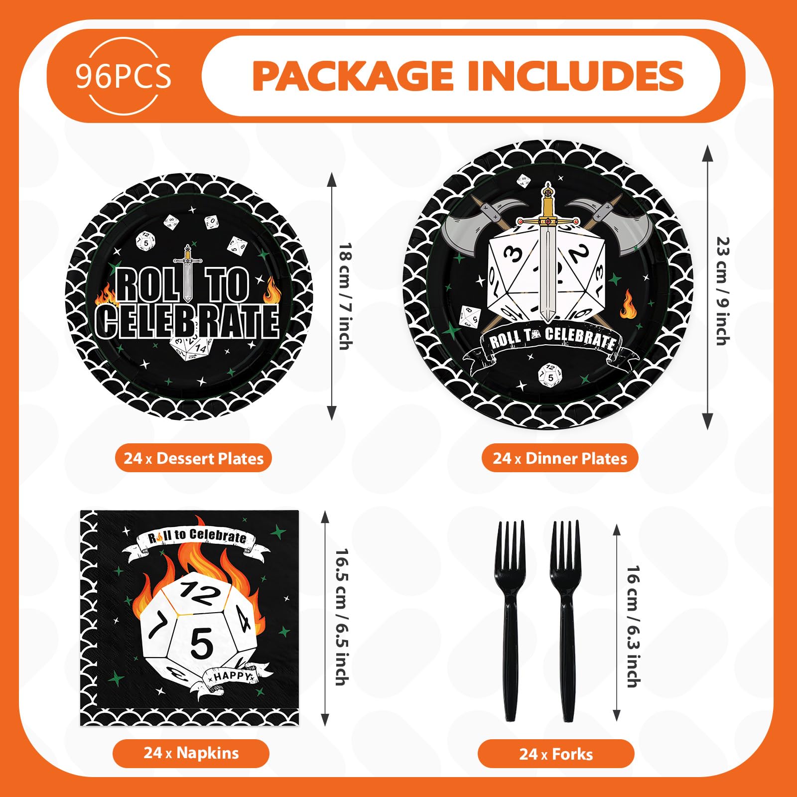 Greencian D20 7-inch plates for dessert, great game-night table styling.