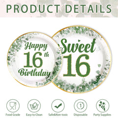 Greencian 'Happy 16th Birthday' text accents brighten the celebration.