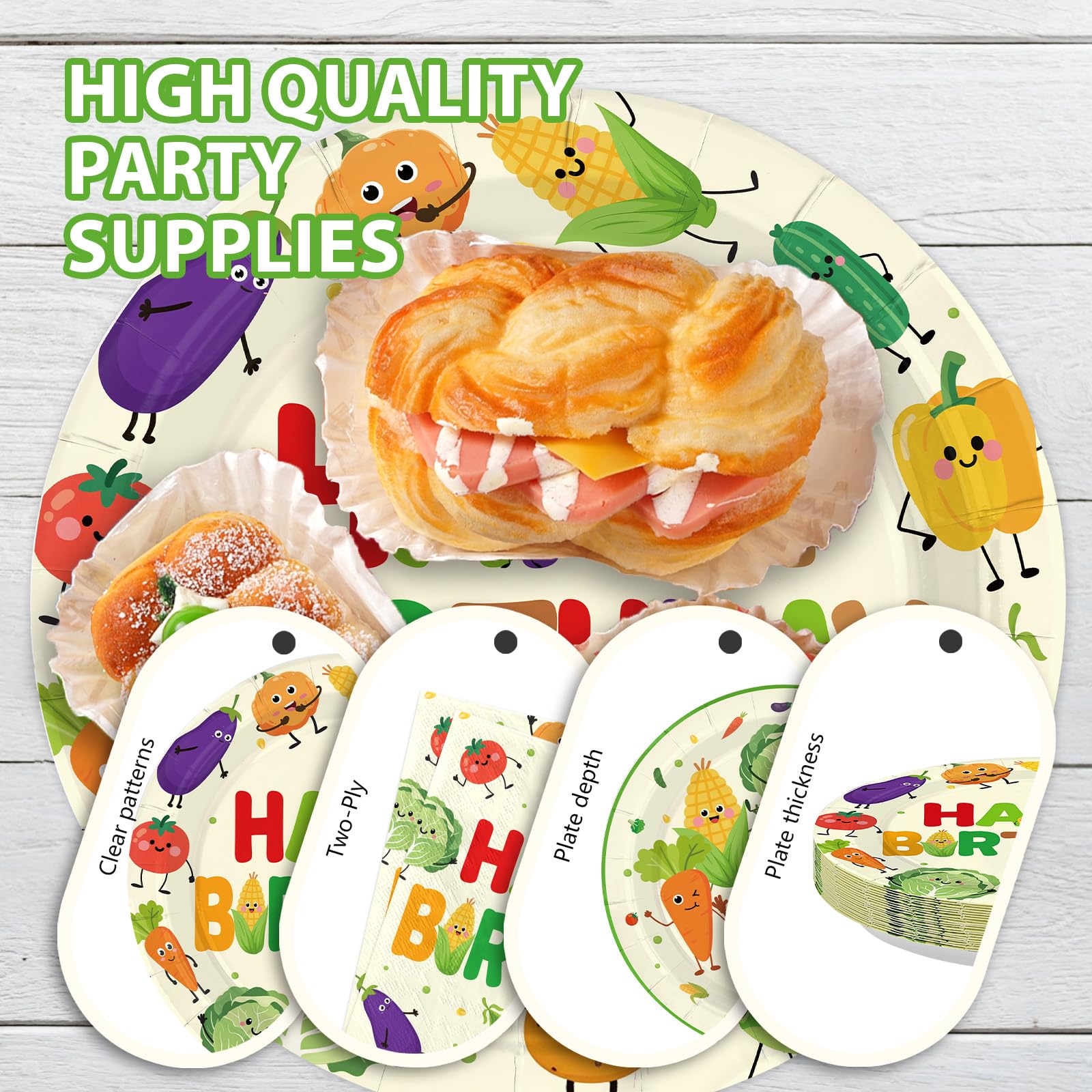 Greencian 'HAPPY BIRTHDAY' design adds festive touch to veggie party.