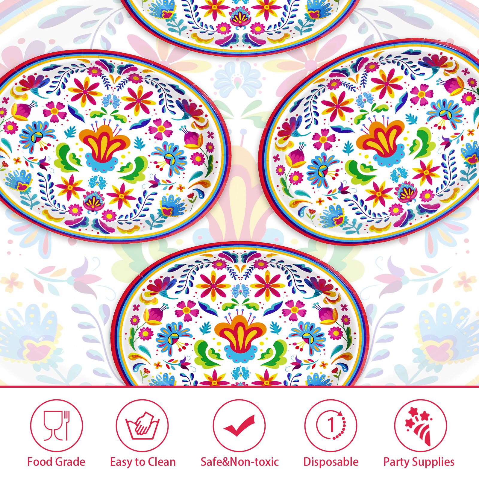 Greencian heavy-duty paper plates with mandala print resist tearing for party servings.