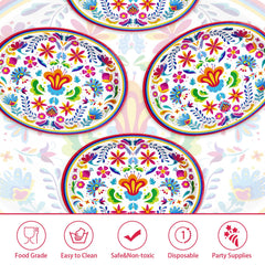 Greencian heavy-duty paper plates with mandala print resist tearing for party servings.