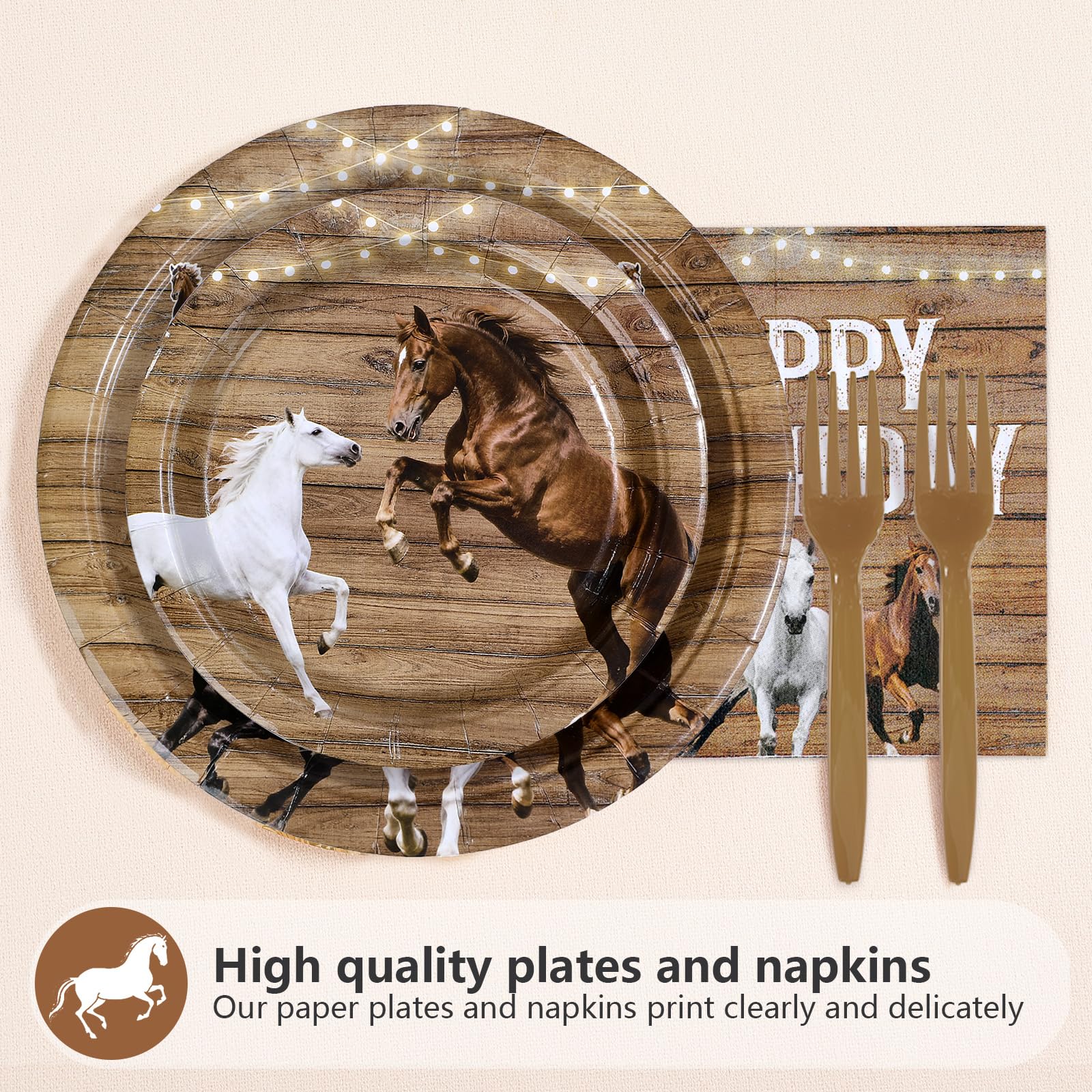 Greencian horse birthday dessert plates add Western flair to cowgirl celebrations.