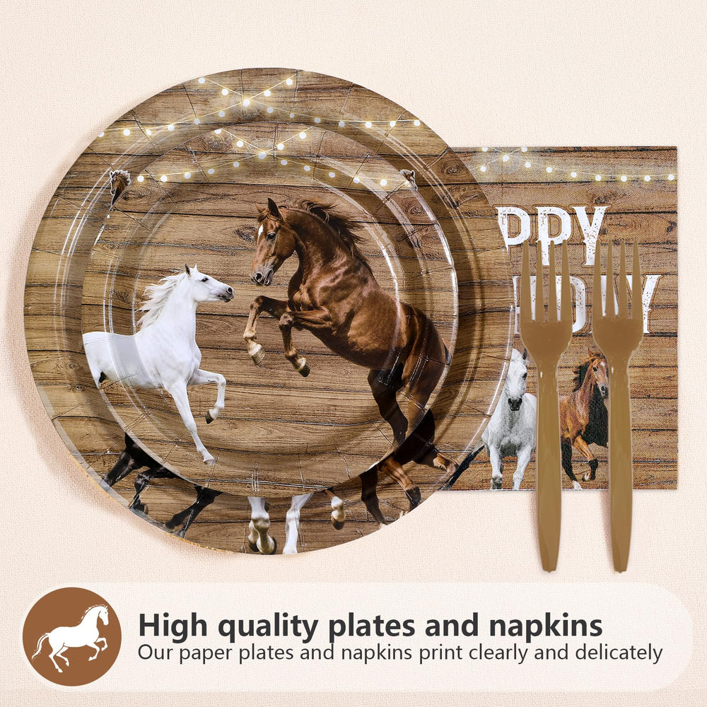 Greencian horse birthday dessert plates add Western flair to cowgirl celebrations.