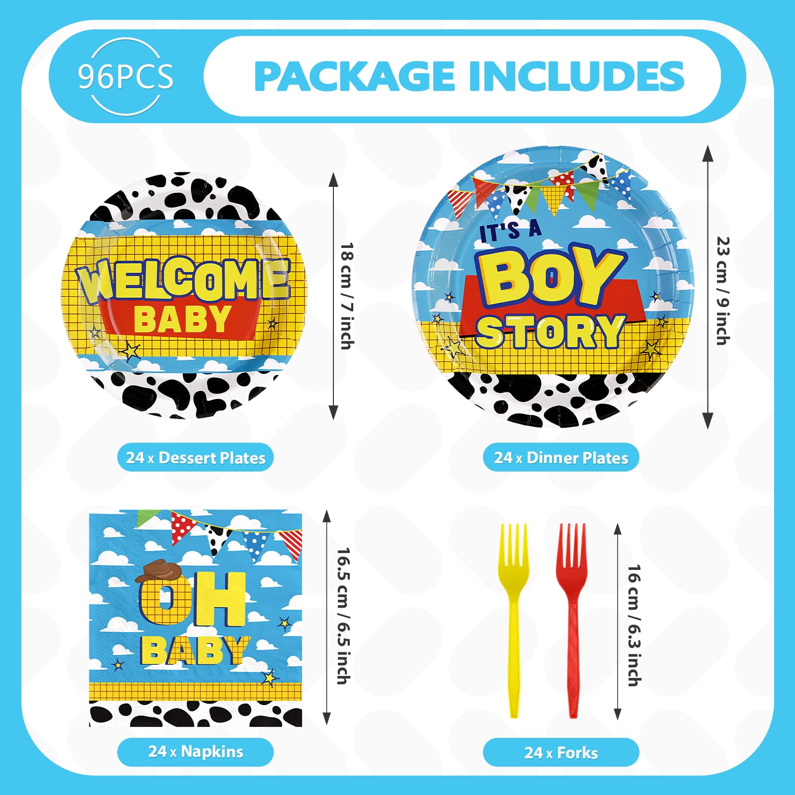 Greencian It’s A Boy 7-inch dessert plates for treats
