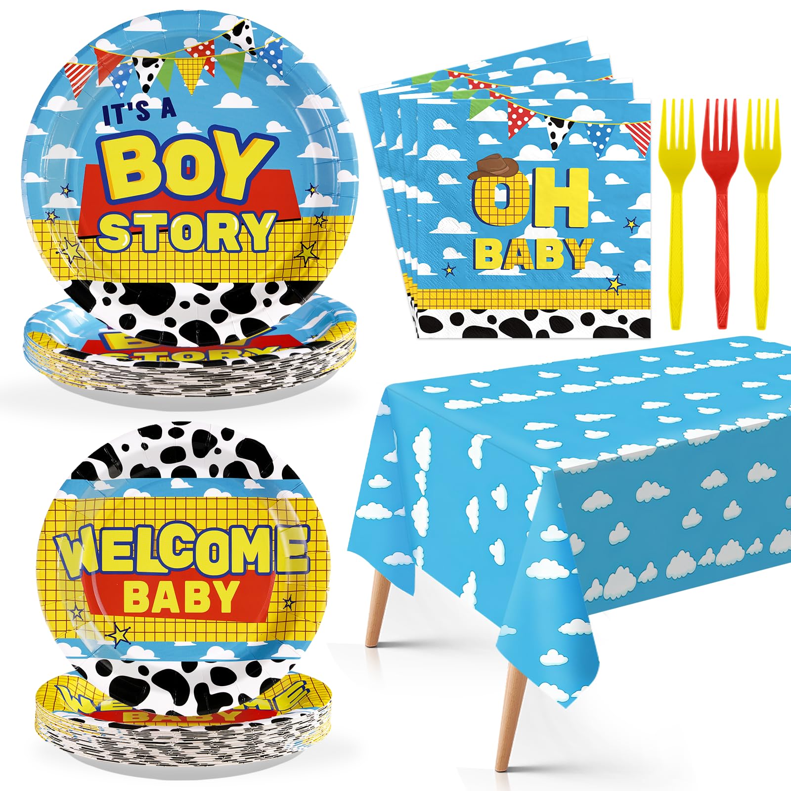 Greencian It’s A Boy 9-inch dinner plates for baby shower meals