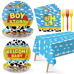 Greencian It’s A Boy 9-inch dinner plates for baby shower meals