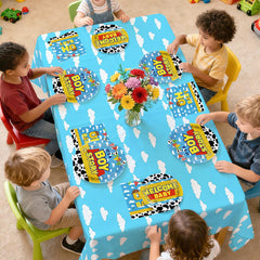 Greencian It’s A Boy complete tableware scene for coordinated setup